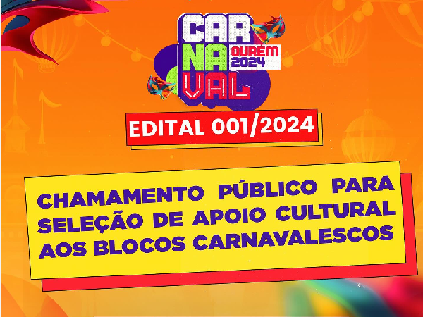 Chamamento público para seleção de apoio cultural aos blocos carnavalescos