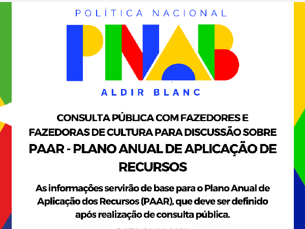 CONSULTA PÚBLICA COM FAZEDORES E FAZEDORAS DE CULTURA PARA DISCUSSÃO SOBRE PAAR - PLANO ANUAL DE APLICAÇÃO DE RECURSOS